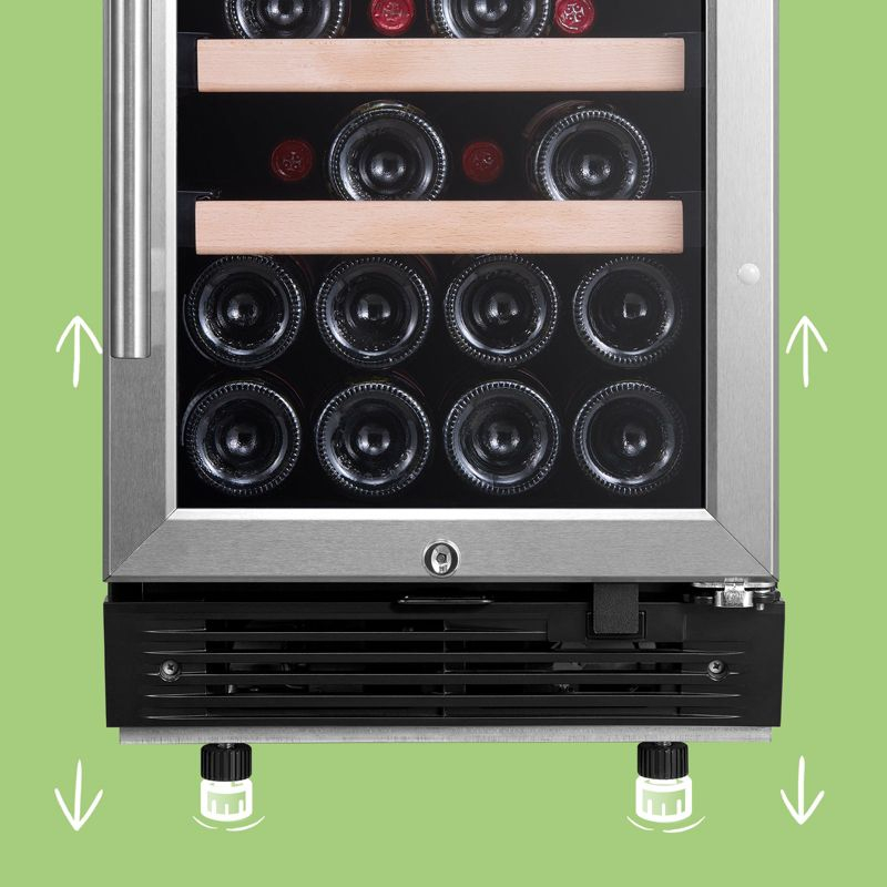Comfee 28-Bottle Dual Zone Free Standing Beverage and Wine Cooler, Stainless Steel