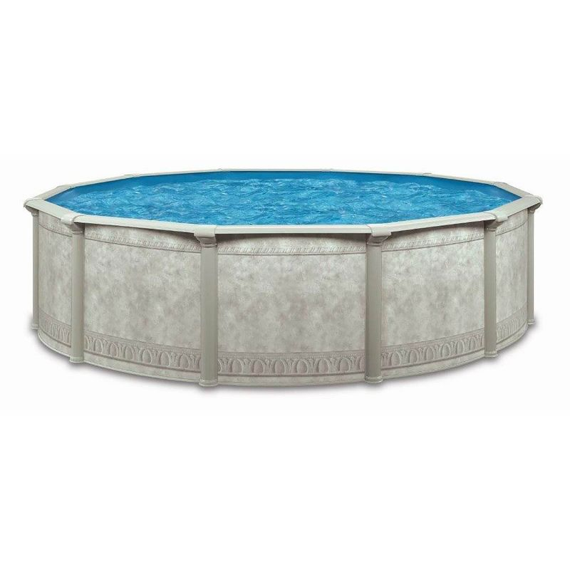 Aquarian Pools Khaki Venetian 21 Foot by 52 Inch Round Steel Outdoor Backyard Above Ground Family Swimming Pool with Skimmer and Liner Not Included