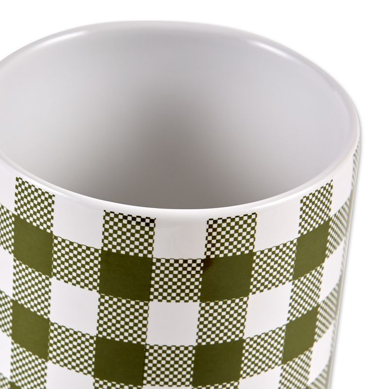 Design Imports Antique Green & White Buffalo Check Ceramic Canister Set/3