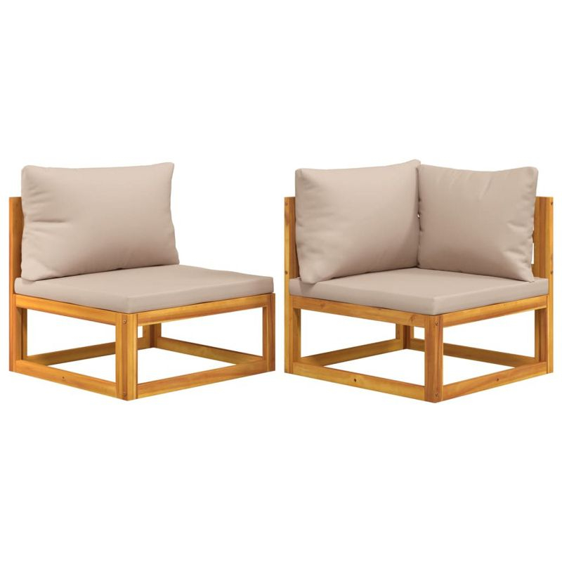 vidaXL 2 Piece Patio Sofa Set with Cushions Solid Wood Acacia