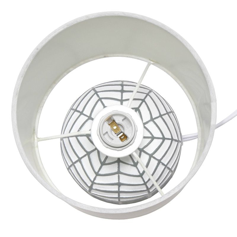 10.43" Petite Contemporary Webbed Waves Base Bedside Lamp with White Drum Shade - Simple Designs: ETL Listed, No Assembly Required