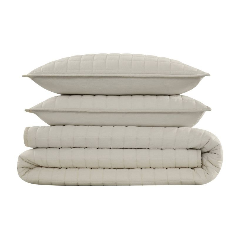 Brooklyn Loom 3pc Full/Queen Flax Linen Quilt Set Natural