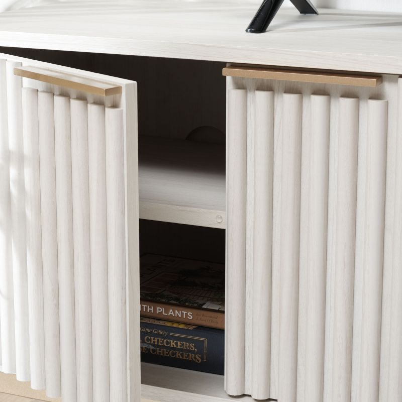 Lylia 4 Door Media Stand - MED9623 - Bleached White/Gold - Safavieh