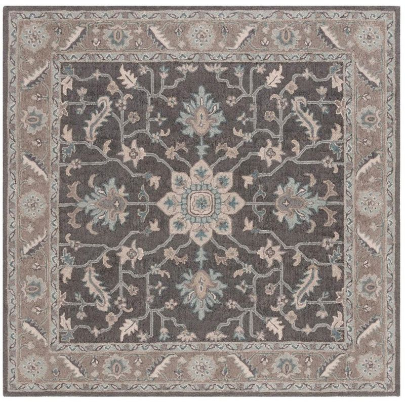 Blossom BLM217 Hand Tufted Area Rug - Dark Grey/Light Brown - 6'x6' - Safavieh..