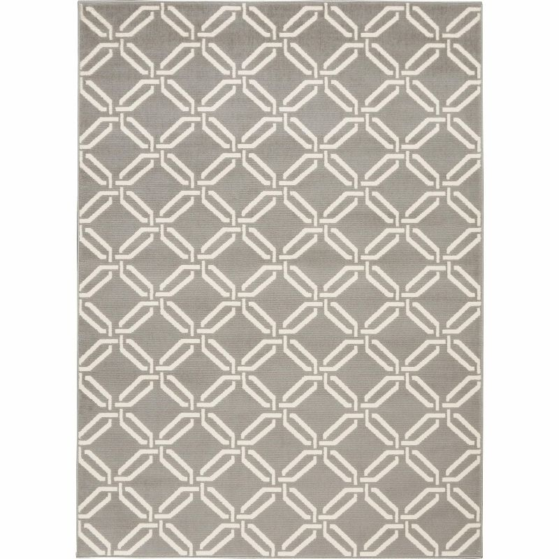 Nourison Jubilant 5'3" x 7'3" (5' x 7') Grey Area Rug Eclectic Retro Trellis by Nourison