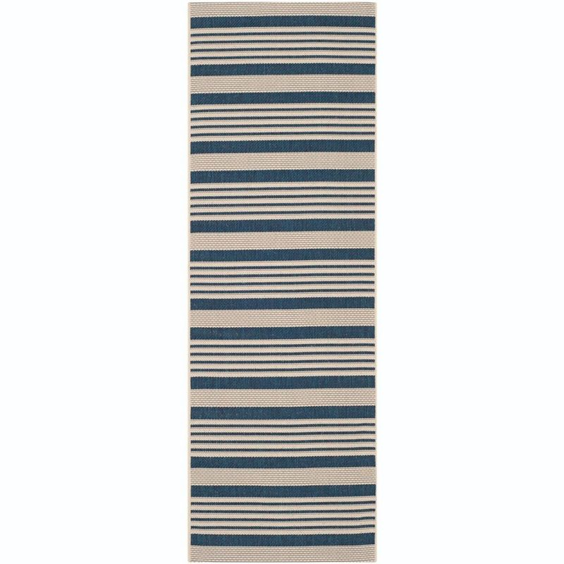 Courtyard CY6062 Power Loomed Indoor/Outdoor Runner Rug - Navy/Beige - 2'3"x6'7" - Safavieh.