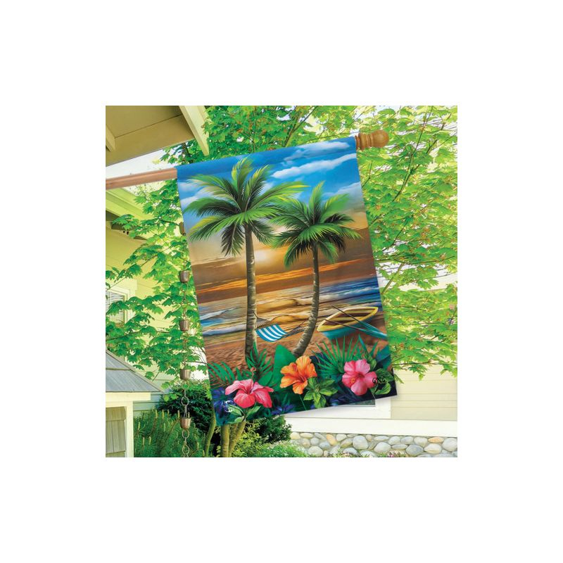 Briarwood Lane Sunset in Paradise House Flag Nautical Tropical Palm Trees 28" x 40"