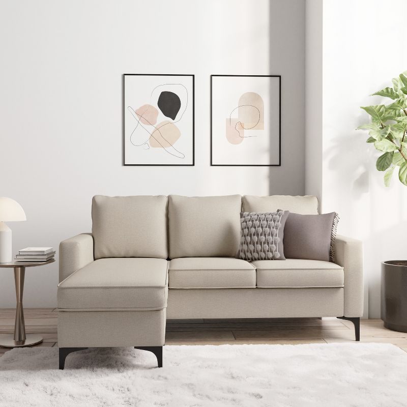 Alamay Upholstered Reversible Sectional Chaise Oatmeal - Hillsdale Furniture: Modern Polyester Sofa with Wood Legs
