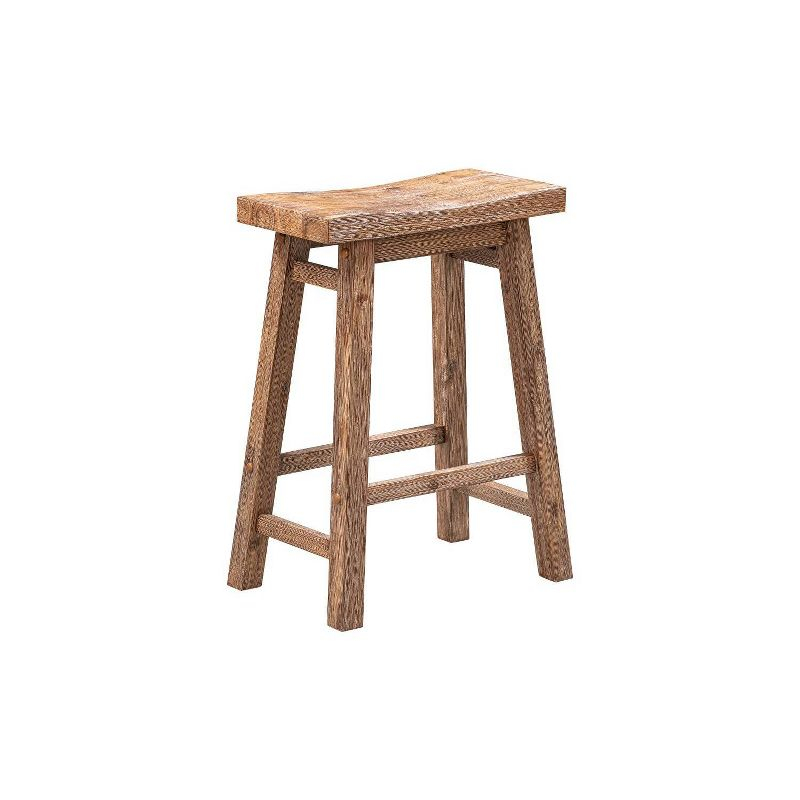 Boraam 24" Sonoma Saddle Counter Height Barstool Barnwood: Wood Frame, Fixed Seat, Farmhouse Style