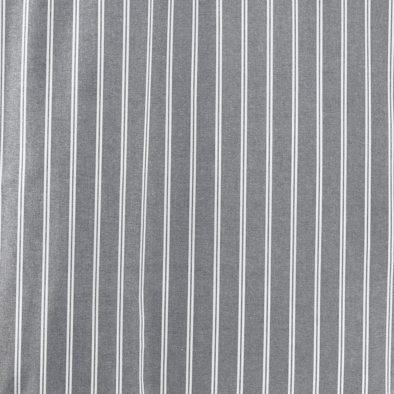 Lands' End Oxford Yarn Dyed Cotton Reversible Duvet Cover - King - Black Slate/Graphite Stripe