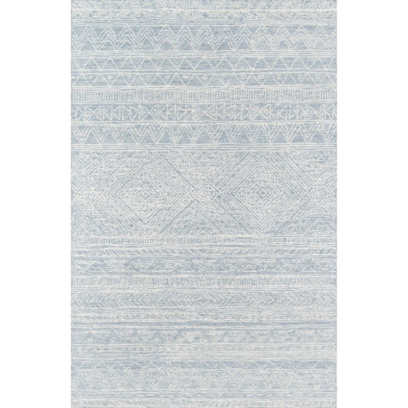 2'x3' Mallorca Paityn Accent Rug Light Blue - Momeni: Modern Geometric Wool Area Rug, Low Pile, Handmade, Indoor Use