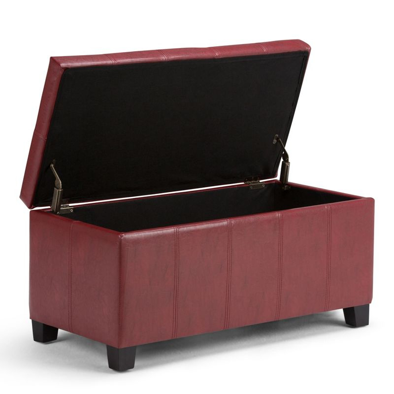 NicBex Faux Leather Storage Ottoman Bench,Upholstered Storage Ottoman with Stitched Design,Modern Storage Bench for Living Room,Bedroom,Red
