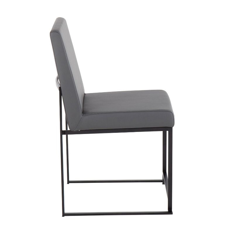 Set of 2 High Back Fuji Dining Chairs Leather/Steel Black/Gray - LumiSource: Upholstered, Modern, Armless