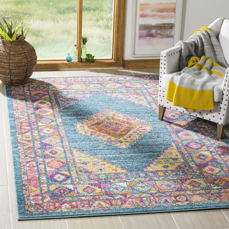 Madison MAD133 Power Loomed Indoor Area Rug - Light Blue/Orange - 6'x9' - Safavieh