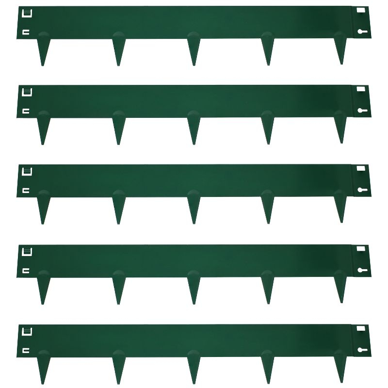 Sunnydaze Outdoor Lawn and Garden Heavy-Duty Steel Metal Flexible Landscape Edging Borders - 16' - Green - 5pk