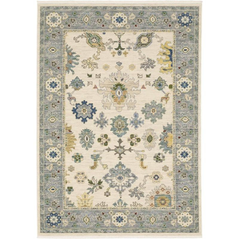 Oriental Weavers Lucca 846H1 Ivory/ Blue Indoor Area Rug - 5'3" x 7'6"
