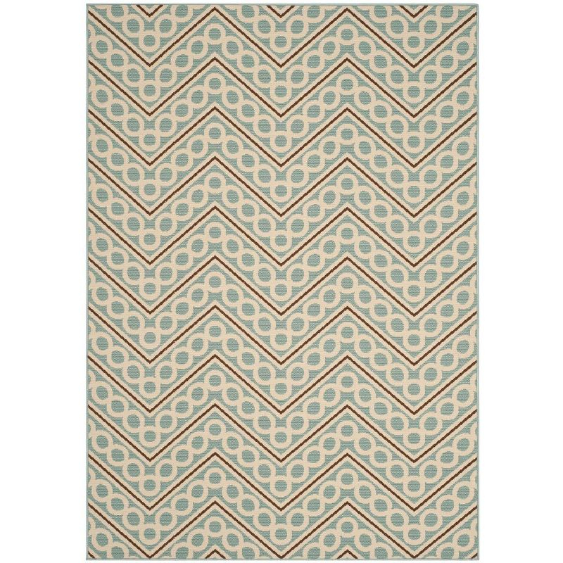 Hampton HAM513 Power Loomed Indoor/Outdoor Area Rug - Light Blue/Ivory - 5'1"x7'7" - Safavieh.