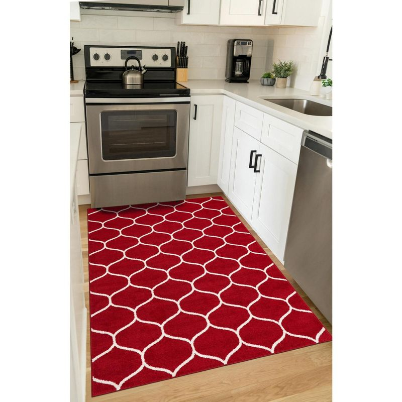 Unique Loom 10' 0 x 14' 0 Trellis Frieze Rounded Red Area Rug