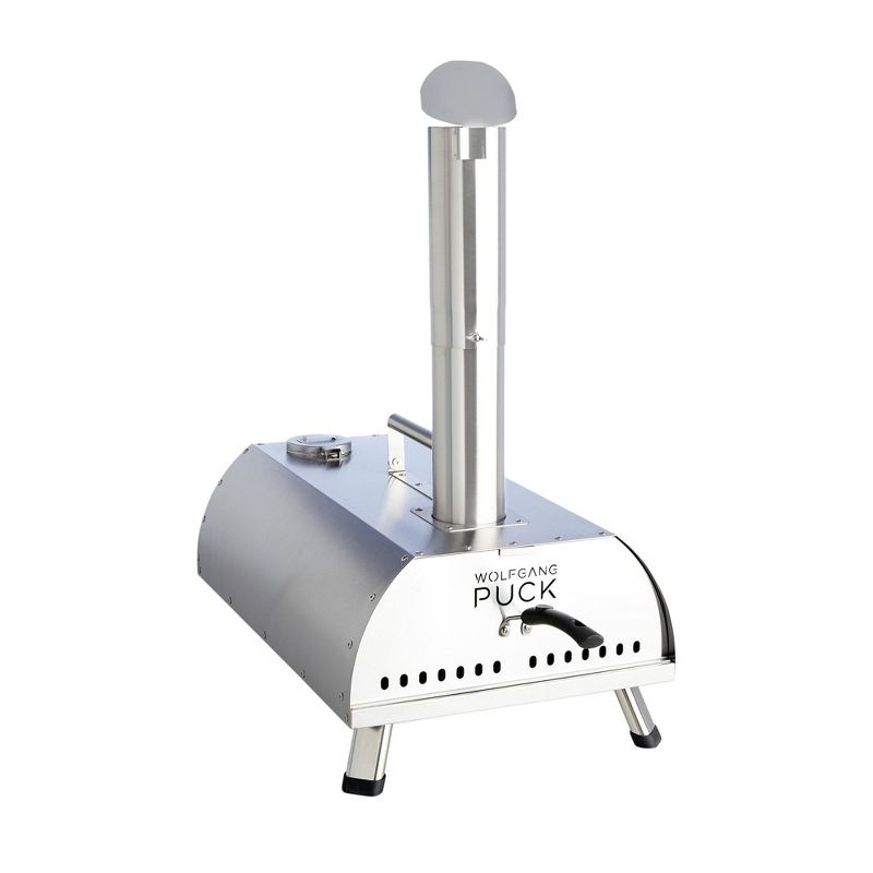 Wolfgang Puck Outdoor Pizza Oven, Durable Stainless Steel, Portable Pizza Oven, Compact Storage, Pellet Pizza Oven Silver