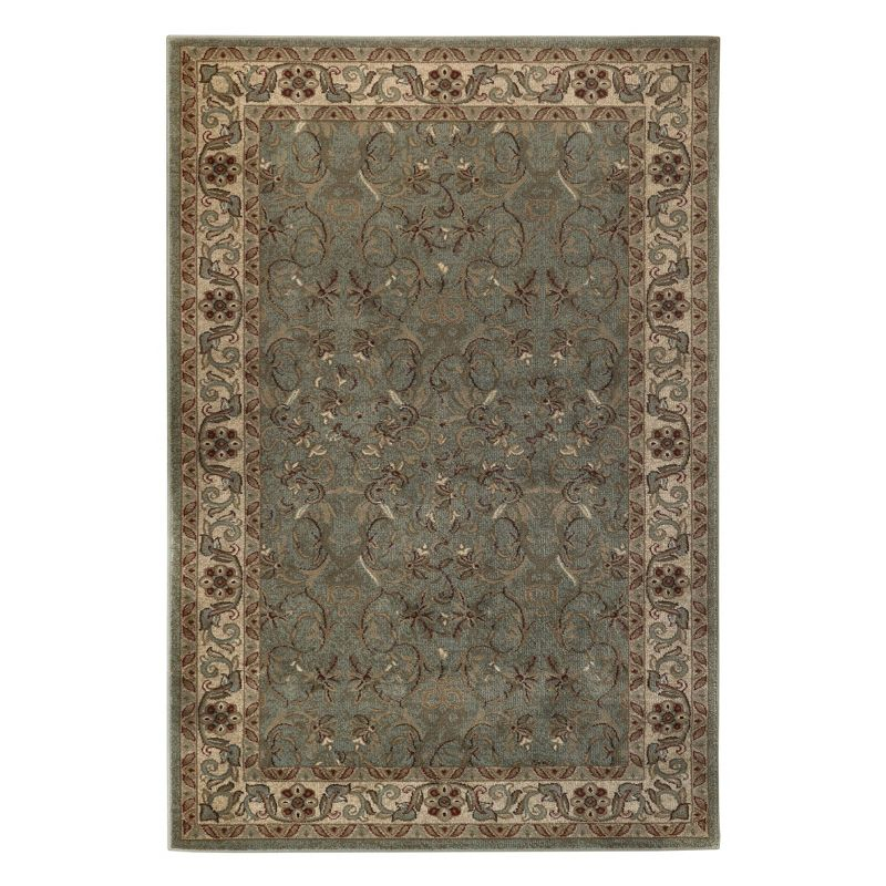 Traditional Floral Scroll Indoor Runner or Area Rug, 4'x6', Dark Green - Blue Nile Mills