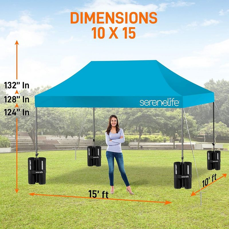 SereneLife Pop-Up Canopy Tent with Adjustable Height - Sky blue