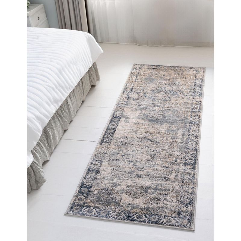 Unique Loom Portland Collection Area Rug - Canby (2'  x 8' Runner Gray/Blue)