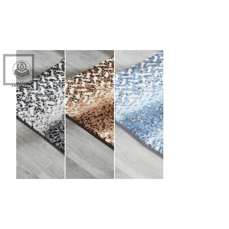 Better Trends Casablanca 100% Micro Polyester Knitted Chevron Pattern 24" Square Bath Rug - Blue