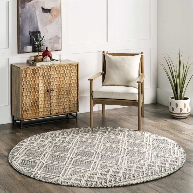 Nuloom Contemporary Trellis Natti Indoor Area Rug, Round 8', Gray