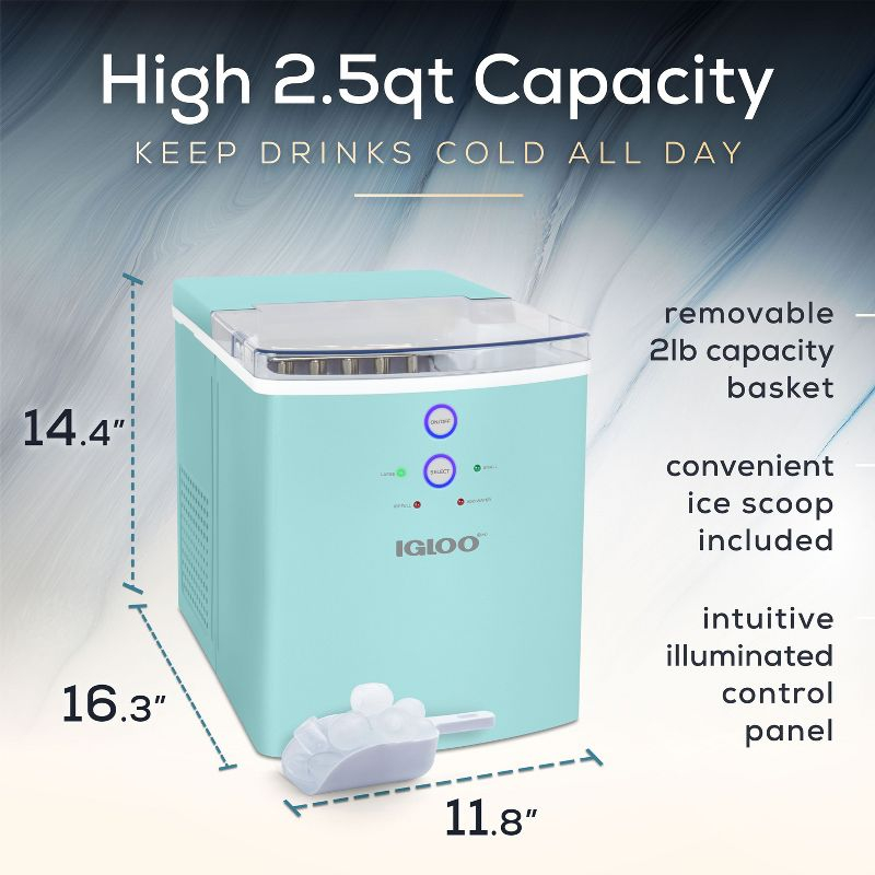Igloo 33-Pound Automatic Portable Countertop Ice Maker Machine, Aqua