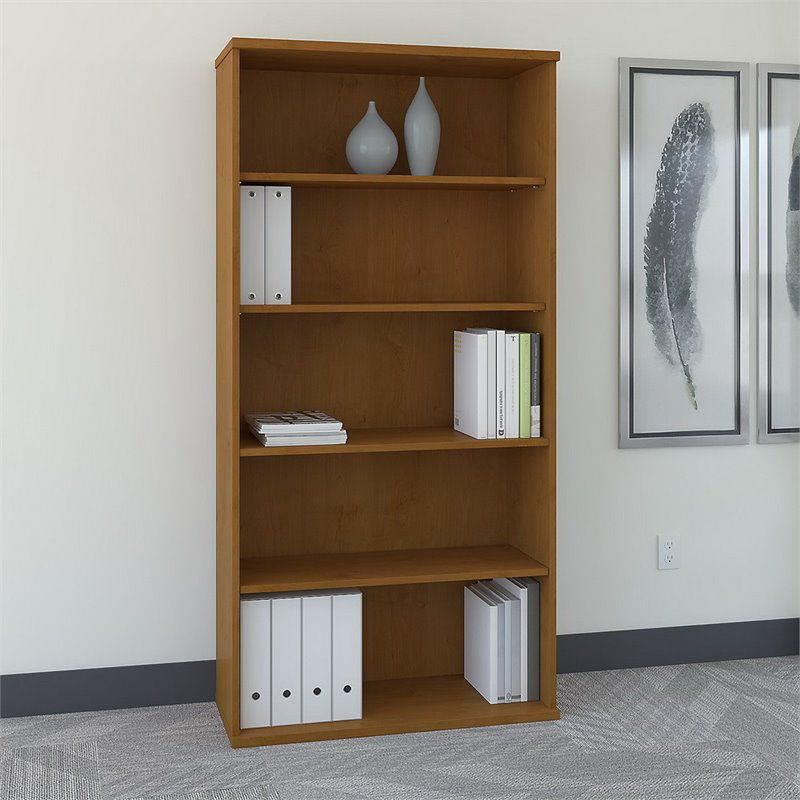 Wood 36 inches 5-Shelf Bookcase Natural Cherry Brown- Scranton & Co