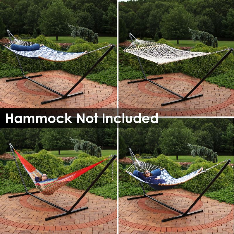Sunnydaze Large 2-Person Hammock Stand with Heavy-Duty Steel Beam Construction - 400-lb Weight Capacity/15' Stand - Black