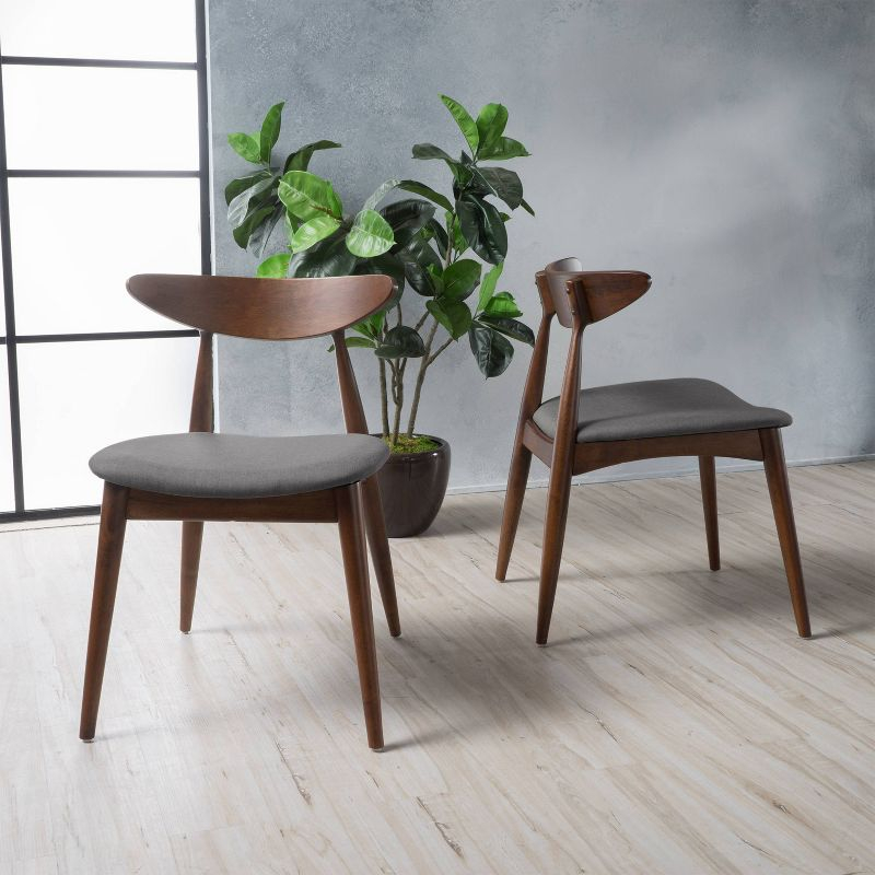 Set of 2 Barron Dining Chair Light Gray - Christopher Knight Home: Mid-Century, Upholstered, Rubberwood