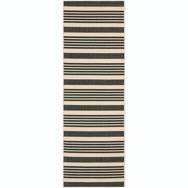 Courtyard CY6062 Power Loomed Indoor/Outdoor Runner Rug - Black/Bone - 2'3"x6'7" - Safavieh.