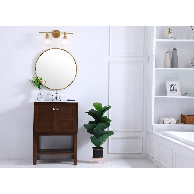 Elegant Lighting Collier 2 light Brass and Clear glass Wall sconce