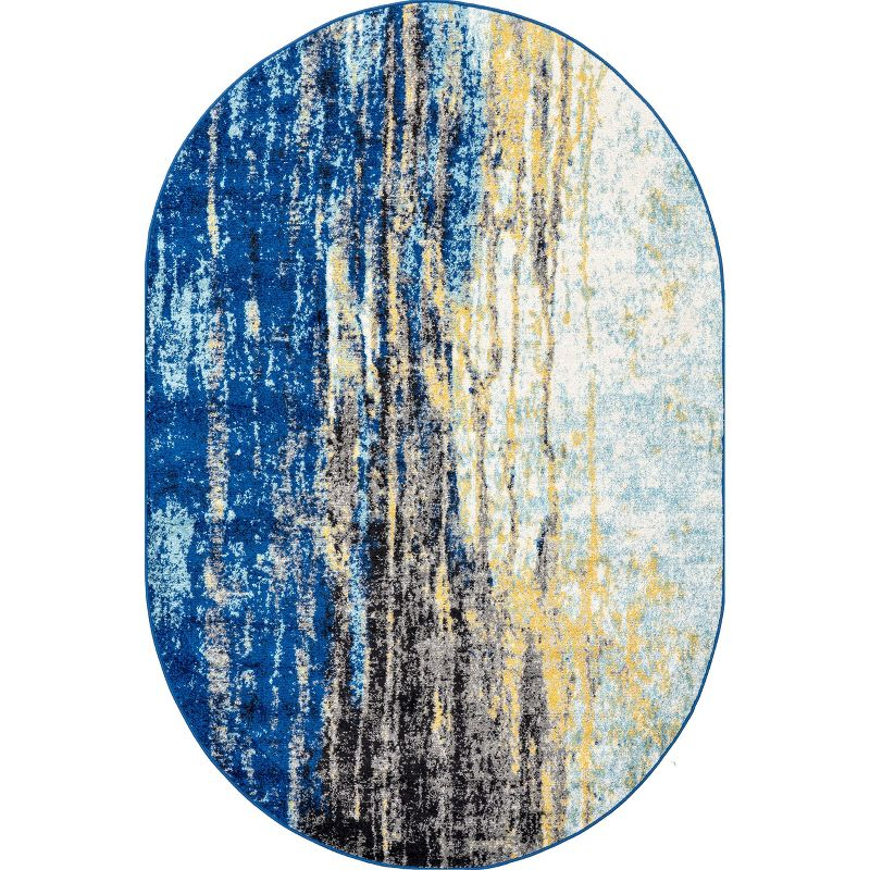 Nuloom Katharina Abstract Oval 8x10 Area Rug for Living Room Bedroom Dining Room Kitchen, Blue/Multicolor