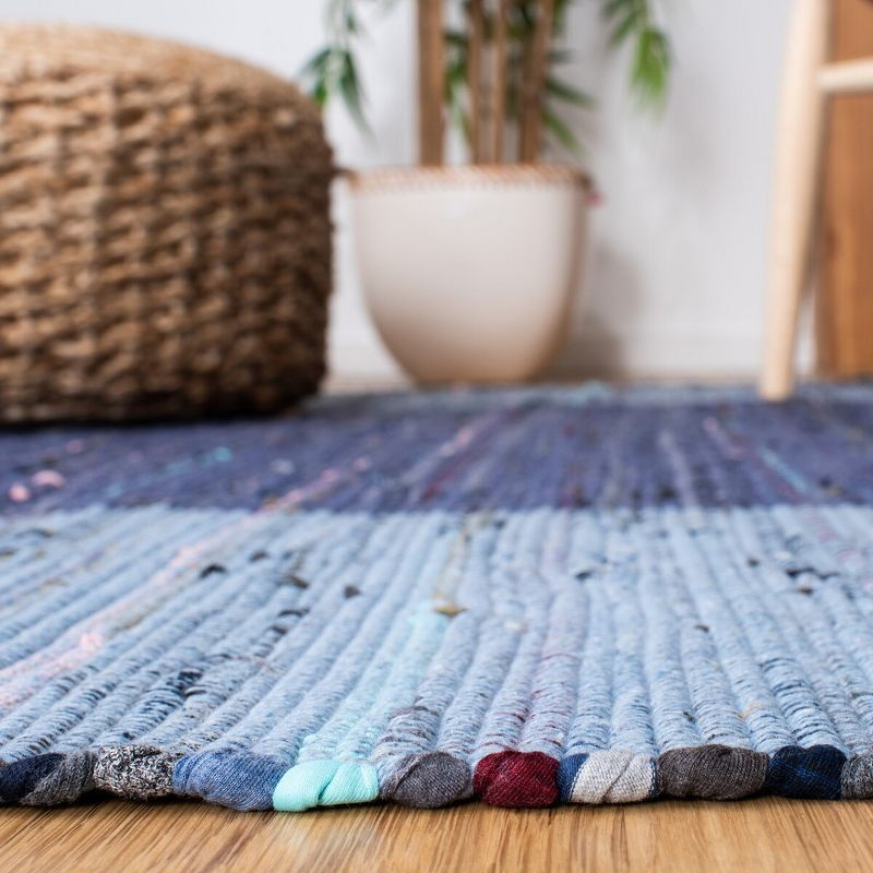 Rag Area Rug RAR122 Hand Woven Area Rug - Navy/Blue - 6'x6' - Safavieh.