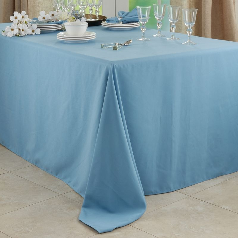Saro Lifestyle Solid Color Everyday Tablecloth, Aqua, 90" x 132"