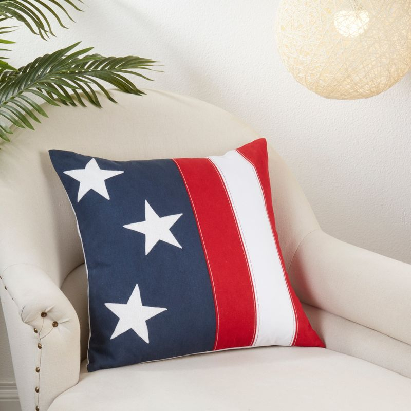 Saro Lifestyle Patriotic Pride Poly Filled Throw Pillow, Multicolored, 20"x20"