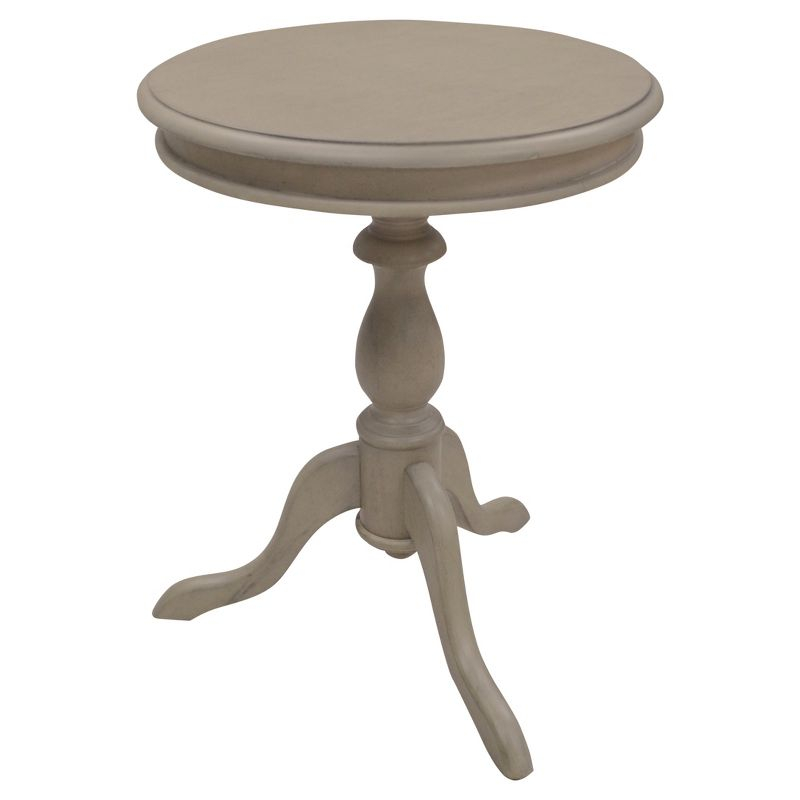 Carolina Living Paloma Accent Table - Weathered Gray and Table: Solid Wood, Round Pedestal Base, 25.25" Height