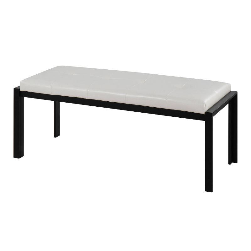 46" Fuji PU Leather/Metal Bench Black/White - LumiSource: Padded, Entryway, End of Bed