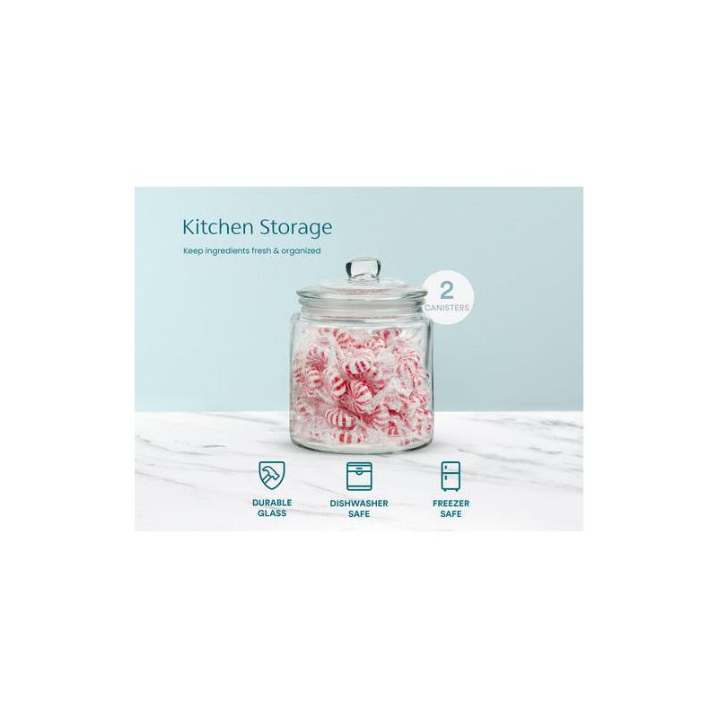 Glass Storage Canisters, with Lids, Chalk, Labels and Scoops, 32 oz, Set of 2