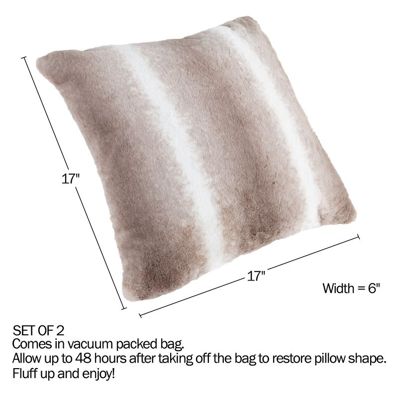 Hastings Home Throw Pillows - Two 17-Inch Variegated Square Decorative Cushions for Couch, Living Room, and Bedroom Accent Decor (Set of 2)