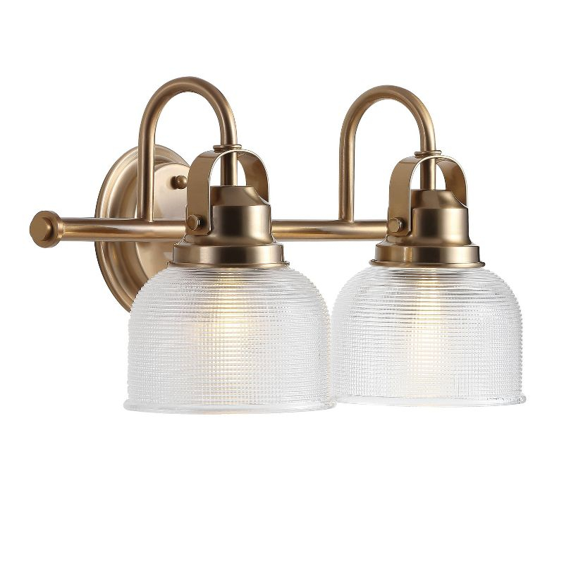 17.25" LED 2-Light Metal/Glass Virginia Pendent Brass/Gold - JONATHAN Y: ETL Listed, Bathroom Fixture, Bright Light