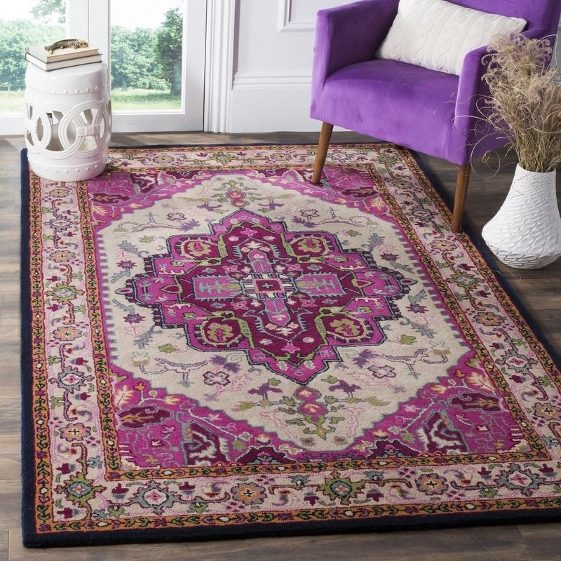Bellagio BLG541 Hand Tufted Area Rug - Ivory/Pink - 6'x9' - Safavieh.