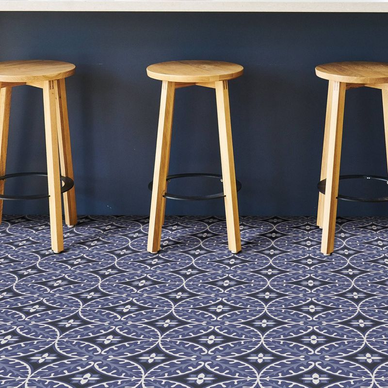 4'x5' FloorPops Set of 20 Capri Peel & Stick Floor Tiles Violet/White/Gray - Brewster: Mosaic Vinyl Flooring, Stain-Resistant