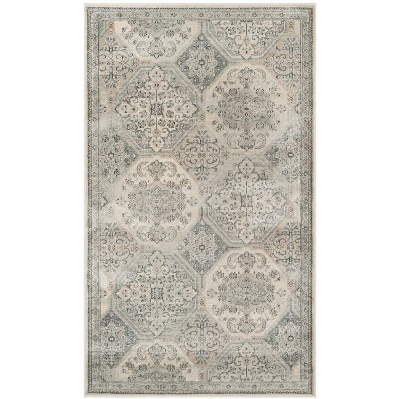 Vintage VTG128 Power Loomed Indoor Skid-Resistant Area Rug - Cream/Blue - 4'x5'7" - Safavieh
