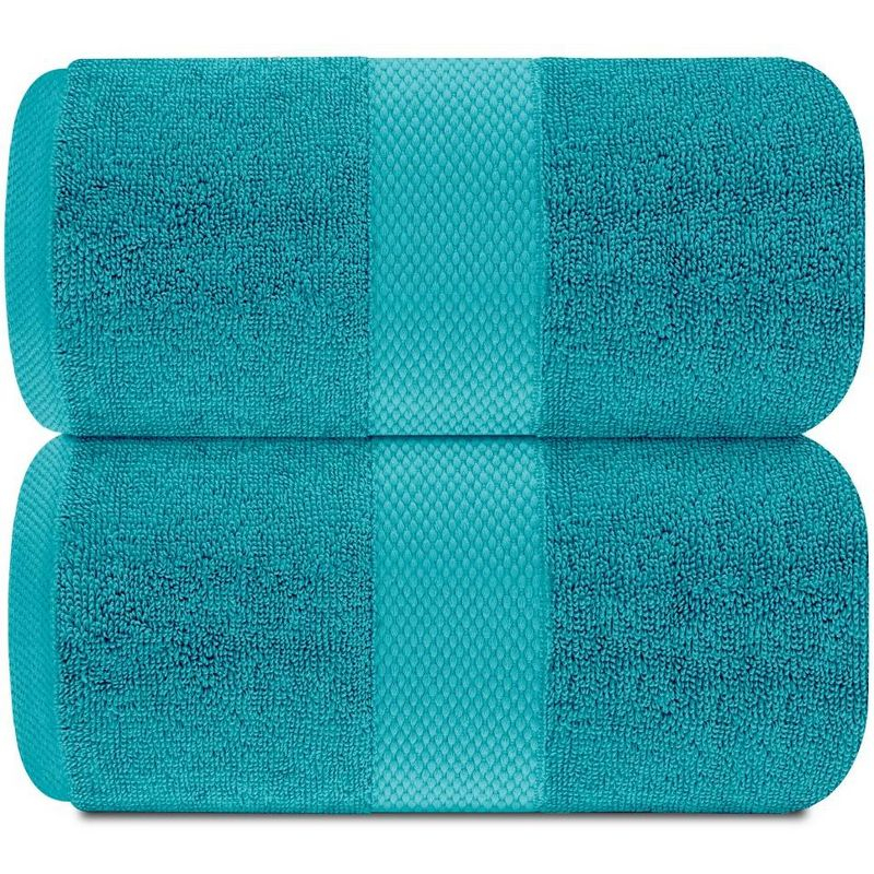 White Classic Luxury 100% Huge Cotton Bath Sheets Set of 2 - 35x70" Aqua