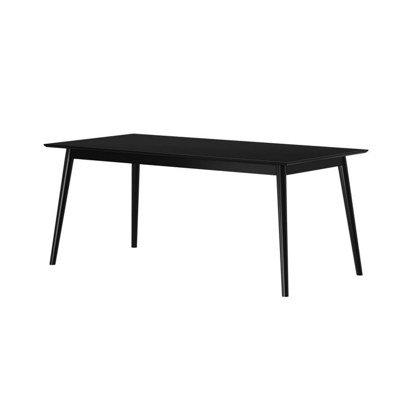 Plank+Beam 72" Mid Century Modern Dining Table, Solid Wood Kitchen & Dining Room Table for 6, Black