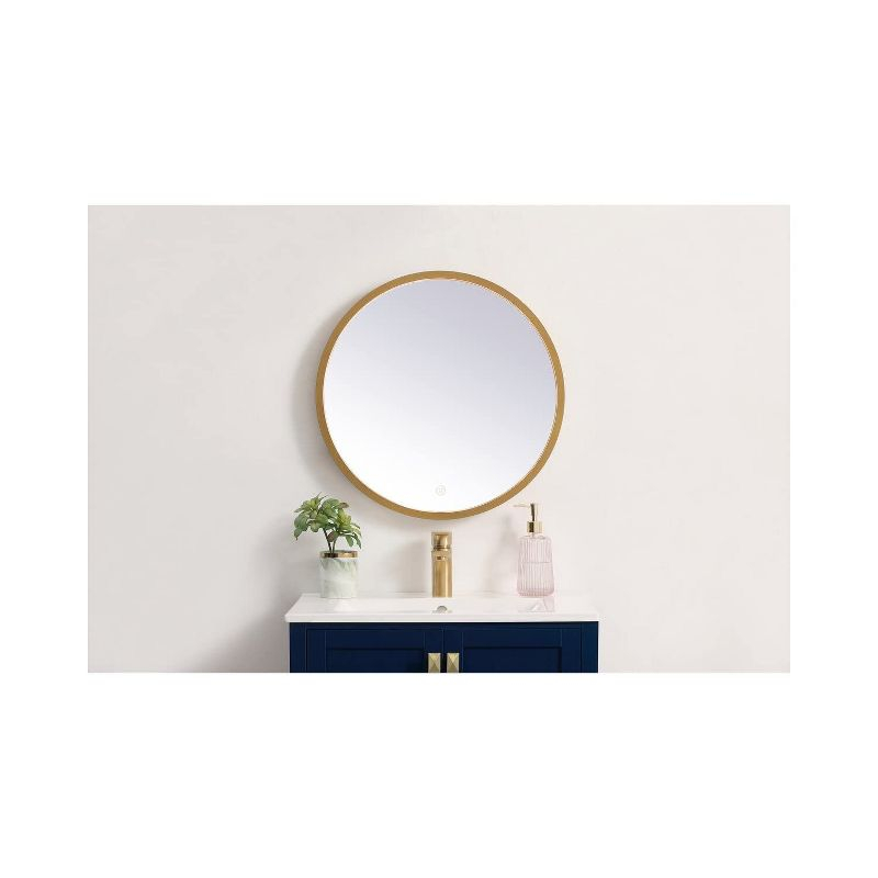 Elegant Lighting Pier 21 inch LED Mirror with Adjustable Color Temperature 3000K/4200K/6400K in Brass