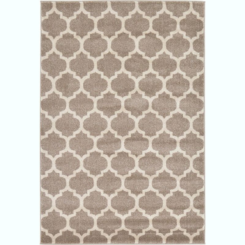 Unique Loom 4' 1 x 6' 1 Trellis Philadelphia Light Brown Area Rug